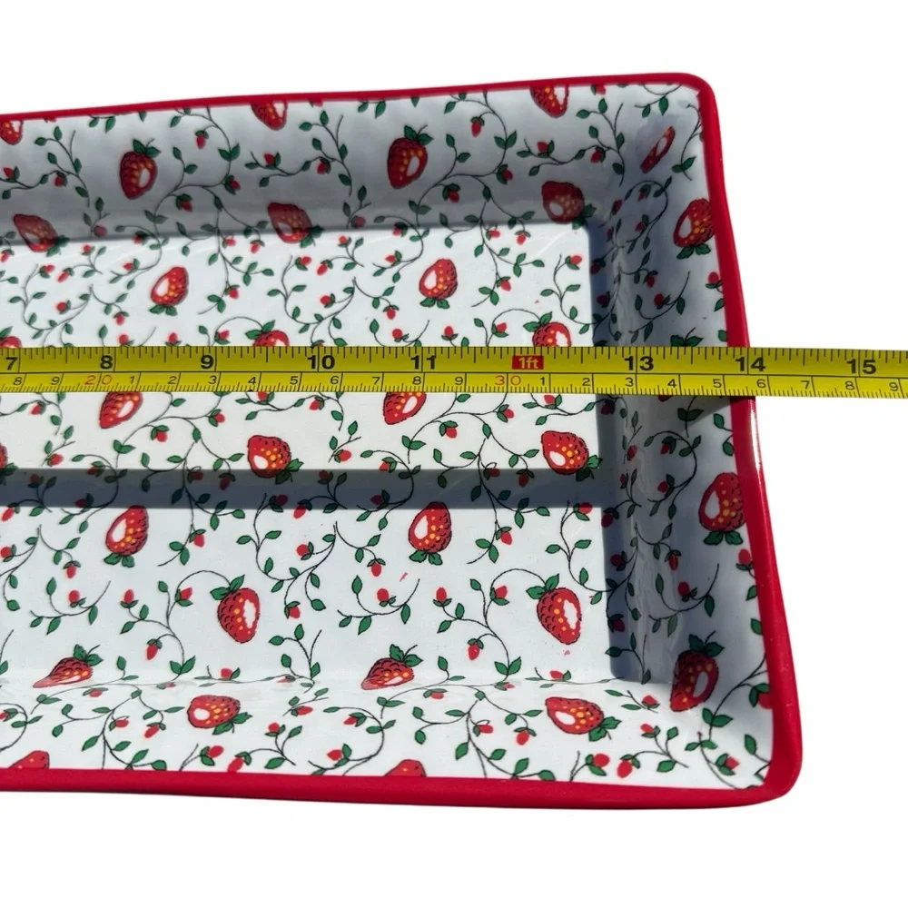Sur La Table Strawberry Serving Tray Cottagecore Platter Rectangular Melamine